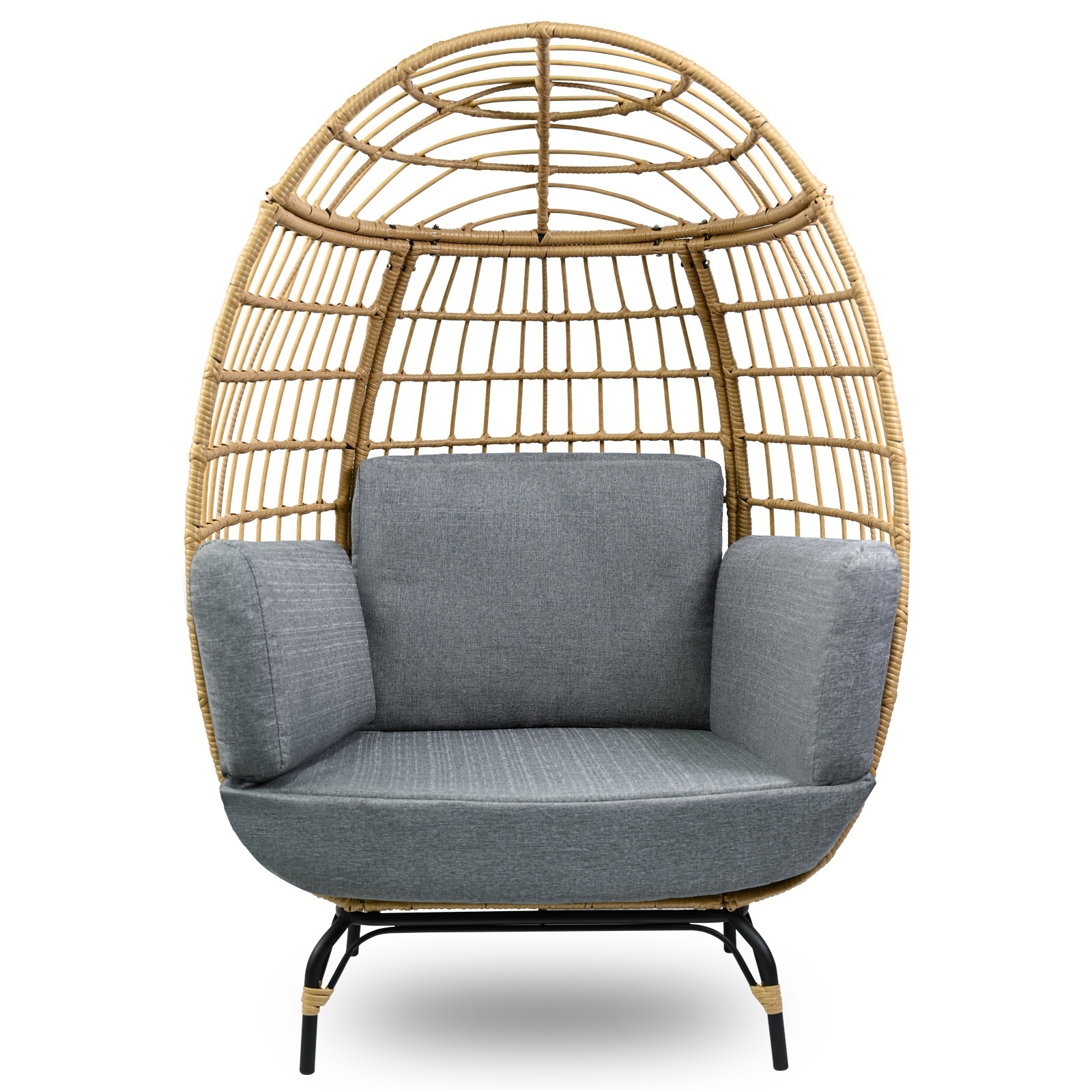 Wholesale Outdoor Indoor Wicker Egg Chair Luxury Patio Rattan Egg Sofa Chair Durable Egg Chair with Soft Padding