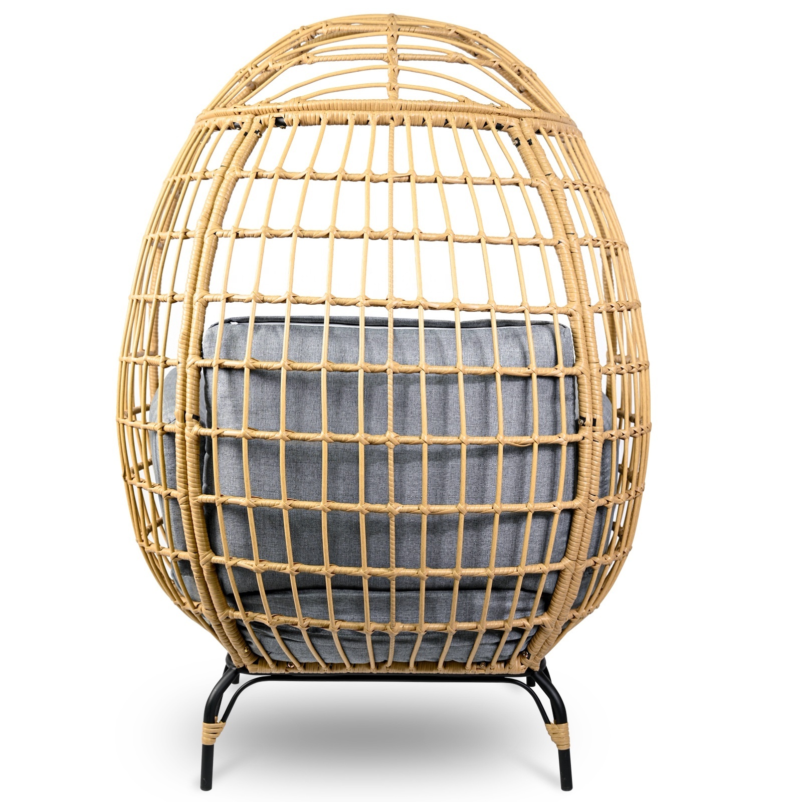 Wholesale Outdoor Indoor Wicker Egg Chair Luxury Patio Rattan Egg Sofa Chair Durable Egg Chair with Soft Padding