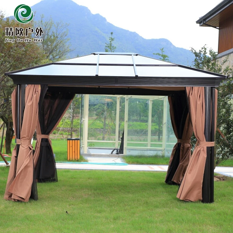 Deluxe Garden Shade Canopy Gazebo Aluminum Outdoor Gazebo Tent With Nets And Curtains