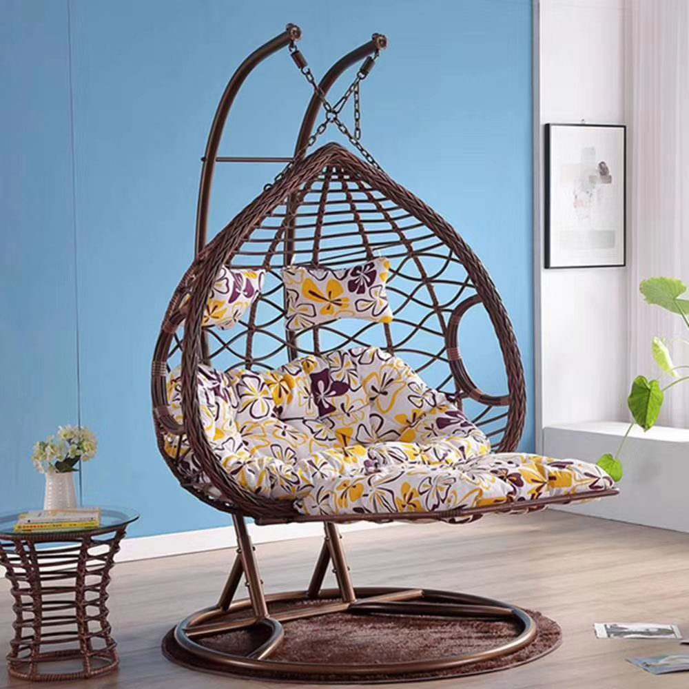 Rattan Patio Rocking Basket Hanging Egg swing Chair With Stand Balcony Courtyard Hammock Chair