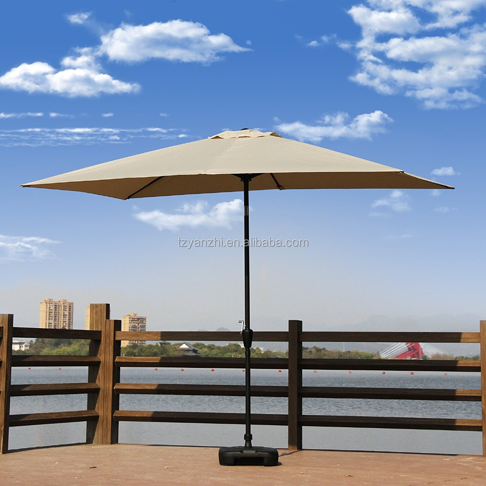 10 x 6.5ft Rectangular Patio Umbrella Outdoor Garden Umbrella with Crank and Tilt , 6 Steel Ribs (Beige)