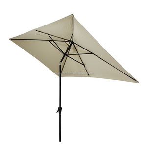 10 x 6.5ft Rectangular Patio Umbrella Outdoor Garden Umbrella with Crank and Tilt , 6 Steel Ribs (Beige)