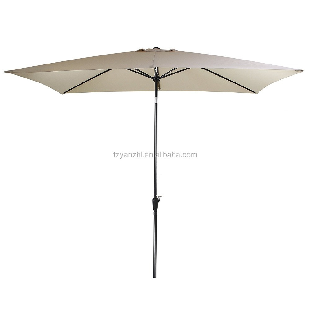 10 x 6.5ft Rectangular Patio Umbrella Outdoor Garden Umbrella with Crank and Tilt , 6 Steel Ribs (Beige)