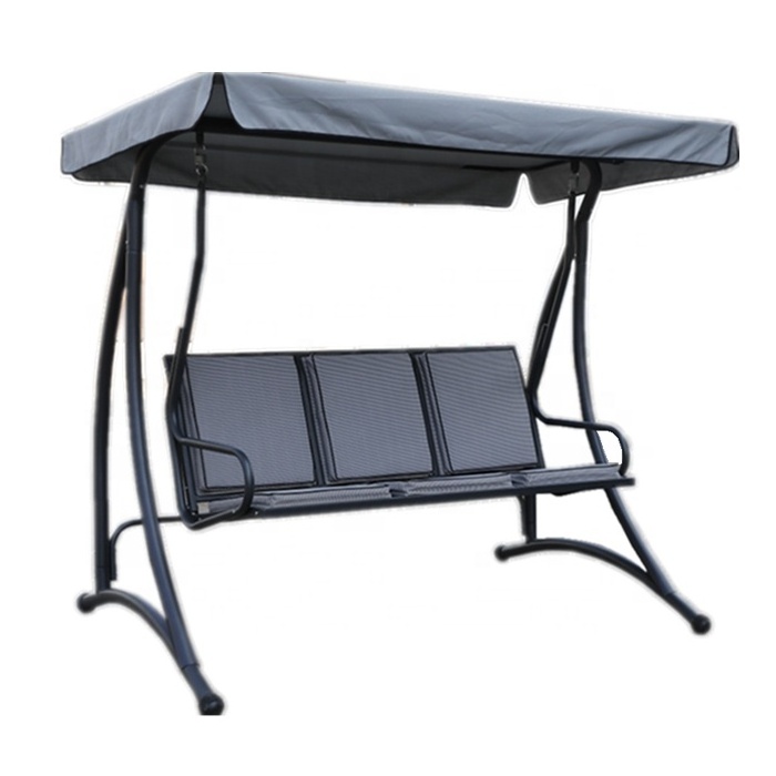 Outdoor patio 3-seat garden outdoor patio use leisure steel tube swing chair with canopy can be used as daybed