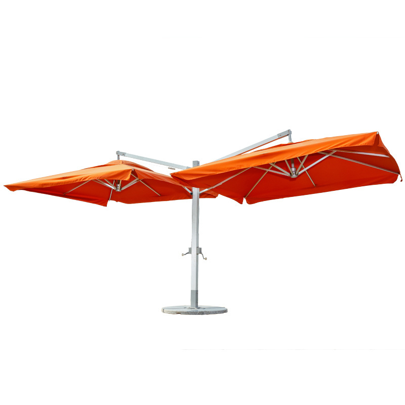 outdoor hanging waterproof umbrella 2 head high quality cantilever garden beach patio sun canvas cover tent parasol