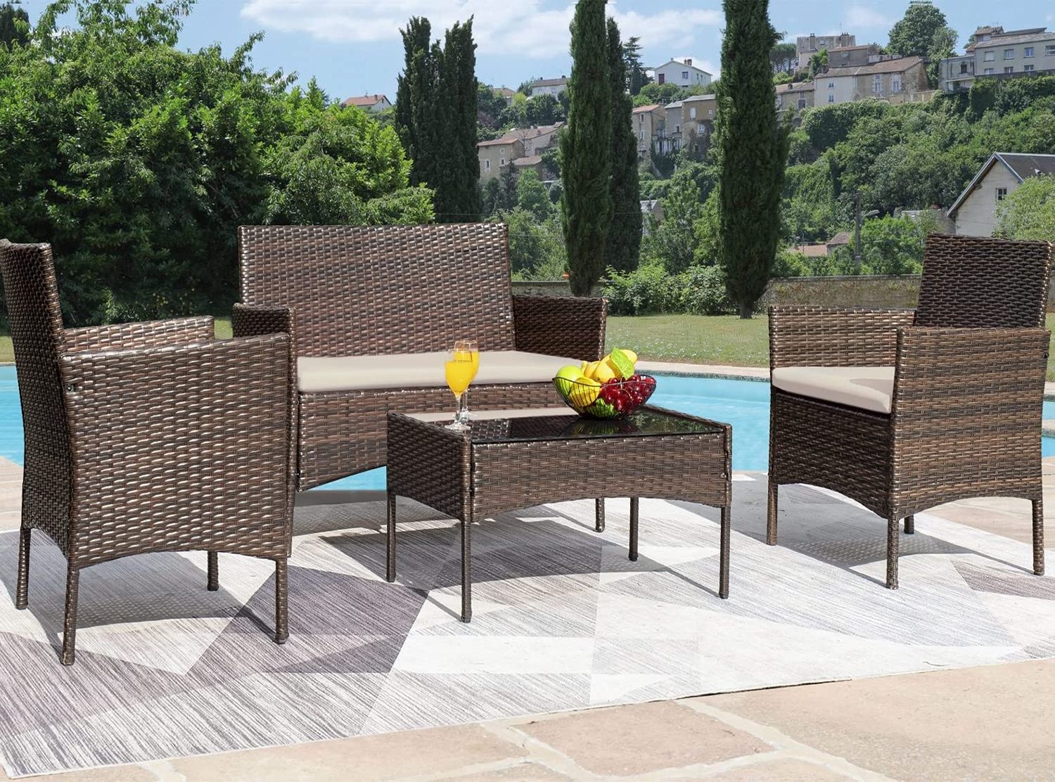 Furniture factory directly patio modern backyard wicker furniture rattan garden sofa set outdoor furniture