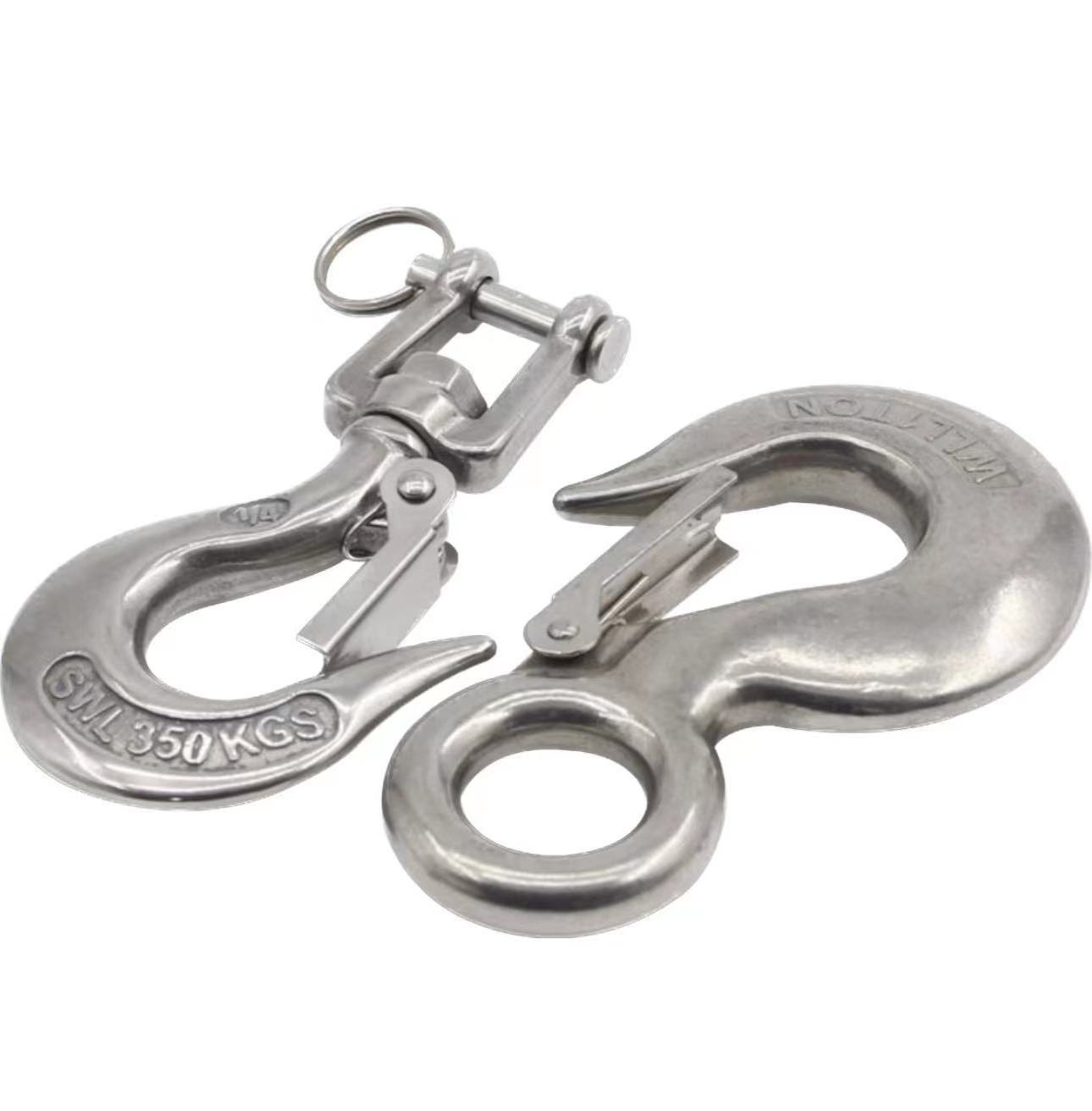 High quality 304/316 Stainless Steel 0.2/0.3/0.5ton Large Eye Hook With Safety Latch