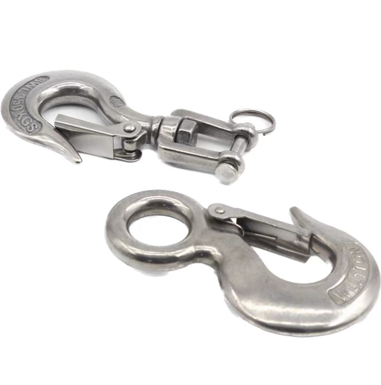 High quality 304/316 Stainless Steel 0.2/0.3/0.5ton Large Eye Hook With Safety Latch