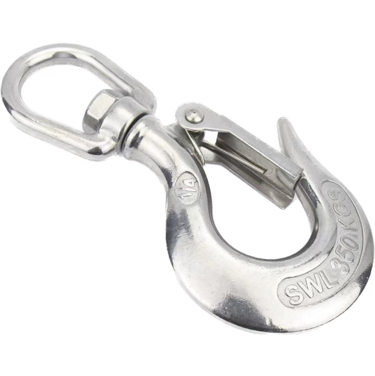 High quality 304/316 Stainless Steel 0.2/0.3/0.5ton Large Eye Hook With Safety Latch