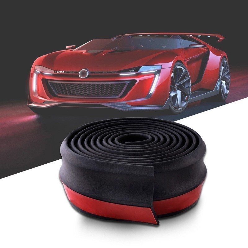 Universal 2.5M Car Front Rear Side Bumper Lip Splitter Rubber Protector Body Spoiler Valance Chin Rubber Car Bumper Lip