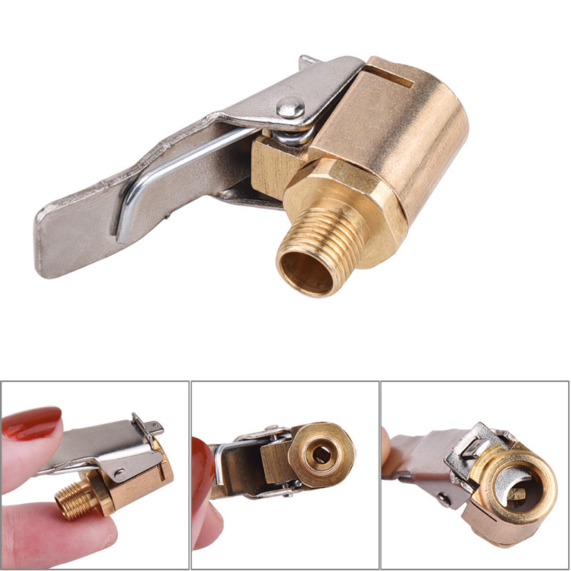 Car Truck Connector Adapter Brass Air Pump Chuck Clip Tyre Valve 8mm Pump Valve Clip Clamp