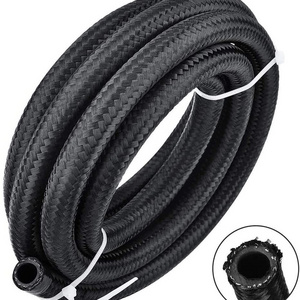 10FT 6AN 3/8" Nylon Stainless Steel Braided Fuel line CPE Tube Oil Hose Universal