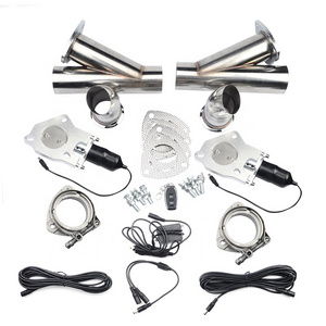 2.0" 2.25" 2.5" 3.0" Remote Control Cut Out Stainless Steel Y Headers Catback Pair Electric Exhaust Cutout pipe Kit