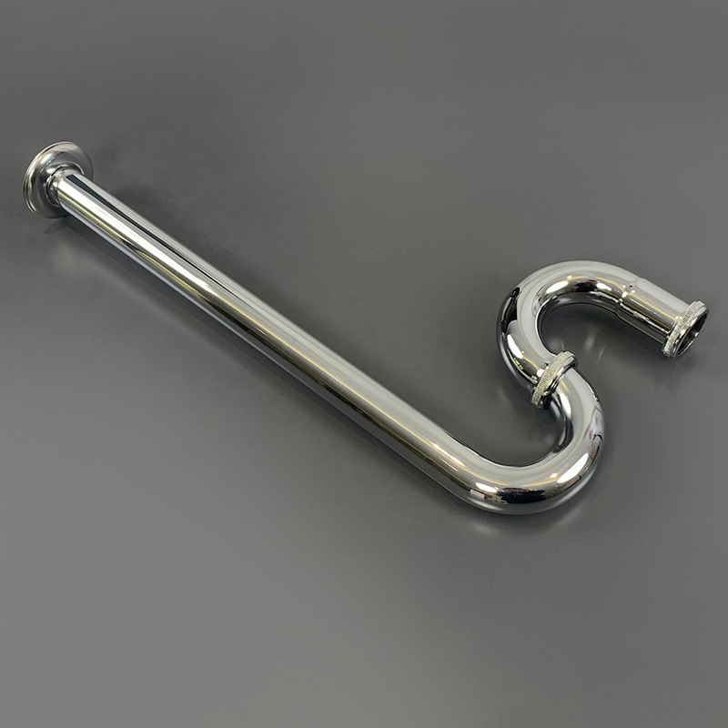 Sink tail drain pipe pop up p-trap siphon plain for bathroom basin waste stainless steel bends pipe