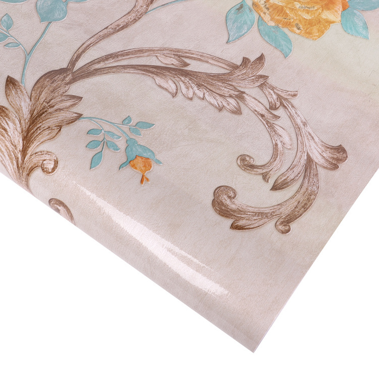 Classic Floral Design Embossed waterproof Wallpapers rolls/wall coating vinyl sticker pvc wallpaper Rolls