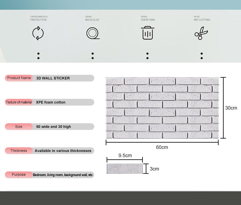 3D wallpaper Damp proof and waterproof in restaurant Decorative wall sticker 3D cobblestone pattern wall sticker