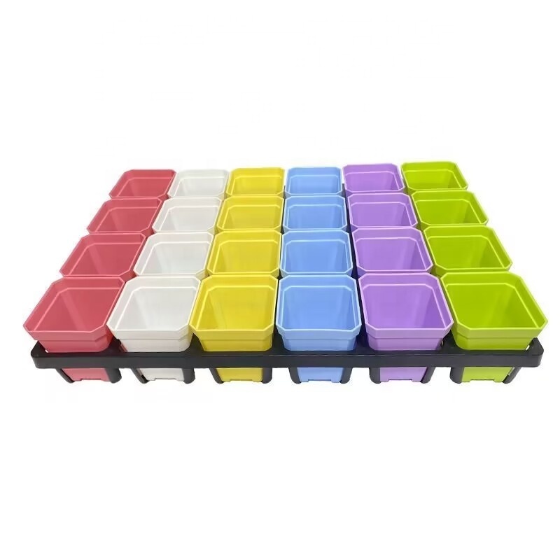 Garden Cultivation Plant Seedling Tray 20/24 Holes Plastic Square Pot Carry Tray