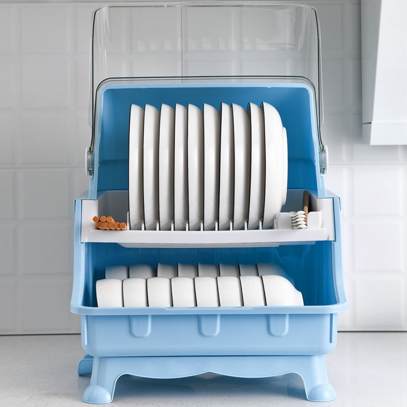 Hot sale Storage Rack Plastic Dish Drying Rack Kitchen Drying Drainer Dish Rack With Cover