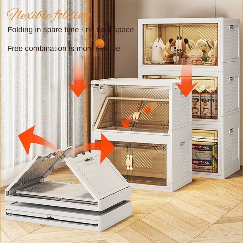 Kitchen Multi-Function Foldable Plastic Storage Bins Box Plastic Folding Storage Cabinet For Children Toys