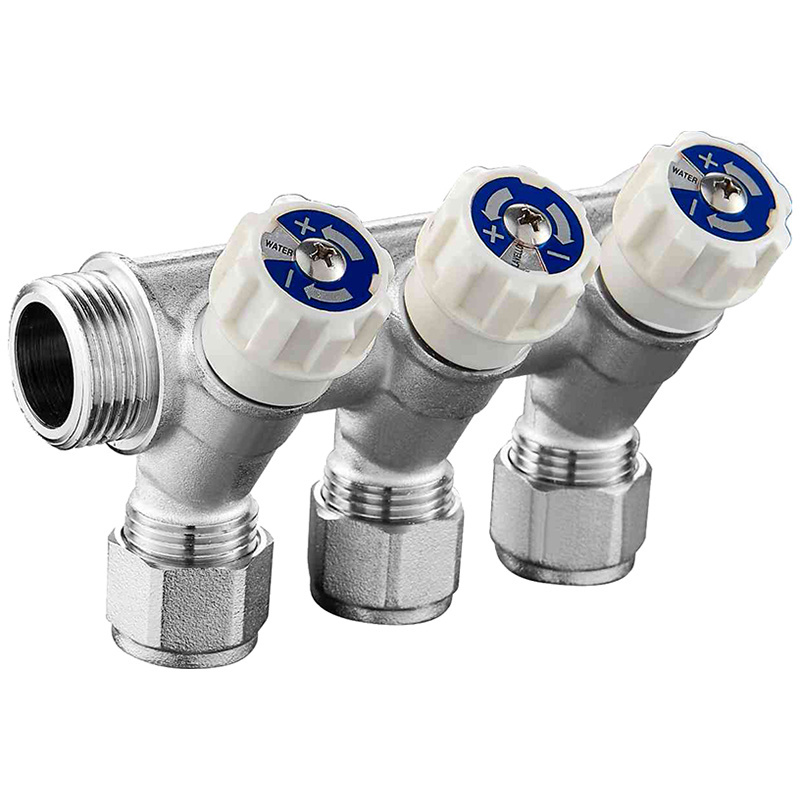 2-4 Way Pex Manifold Nick Plated Brass Manifold Manufacturers Used For Indoor Floor Heating Systems Brass Manifold Valves