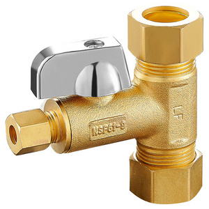 7/8"OD x 7/8"OD x 1/4"OD Rough 1/4 TURN DUAL OUTLET VALVE Compression SUPPLY STOPS VALVE Export to American market