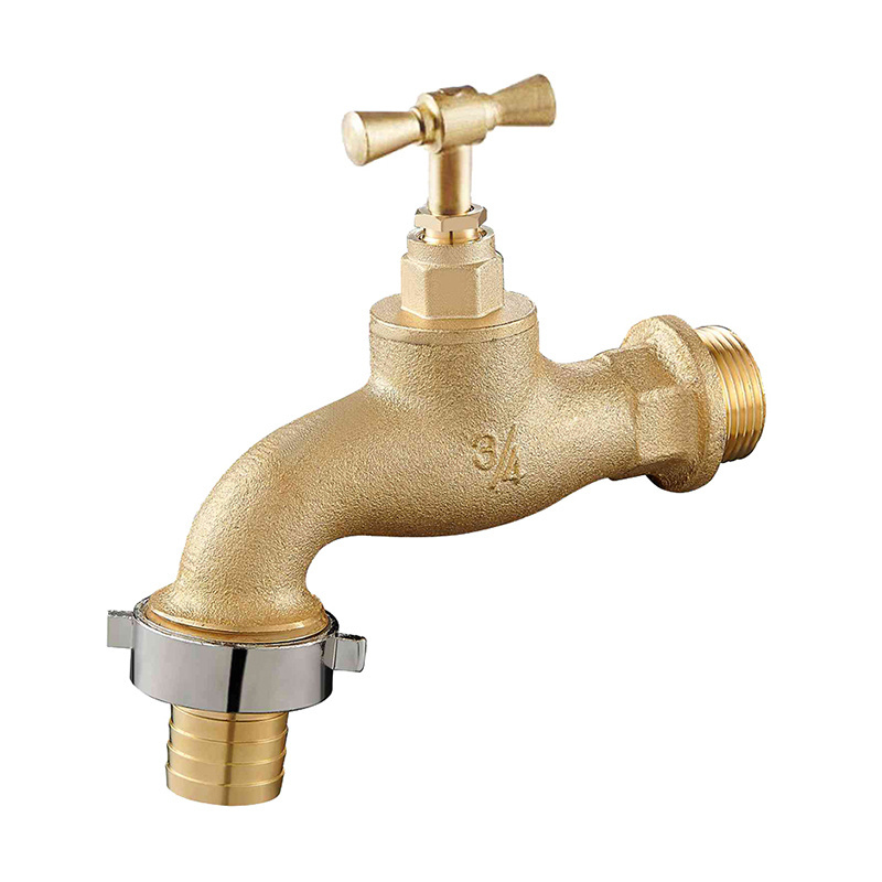 Polished Brass Outdoor Garden Hose Single Cold Bib Water Tap With Male Laundry Bathroom Wall Mount Washing Machine Faucet