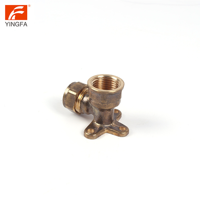 6023 Brass Wall Plate Female Thread Compression Elbow for PEX-AL-PEX Pipe