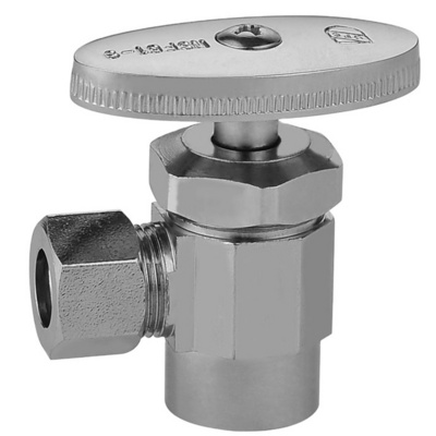 Multi-turn Brass Sweat Compression Inlet Angle Stop Valve With Removable Metal Handle 1/2 inch Sweat * 3/8 inch OD Rough Chrome