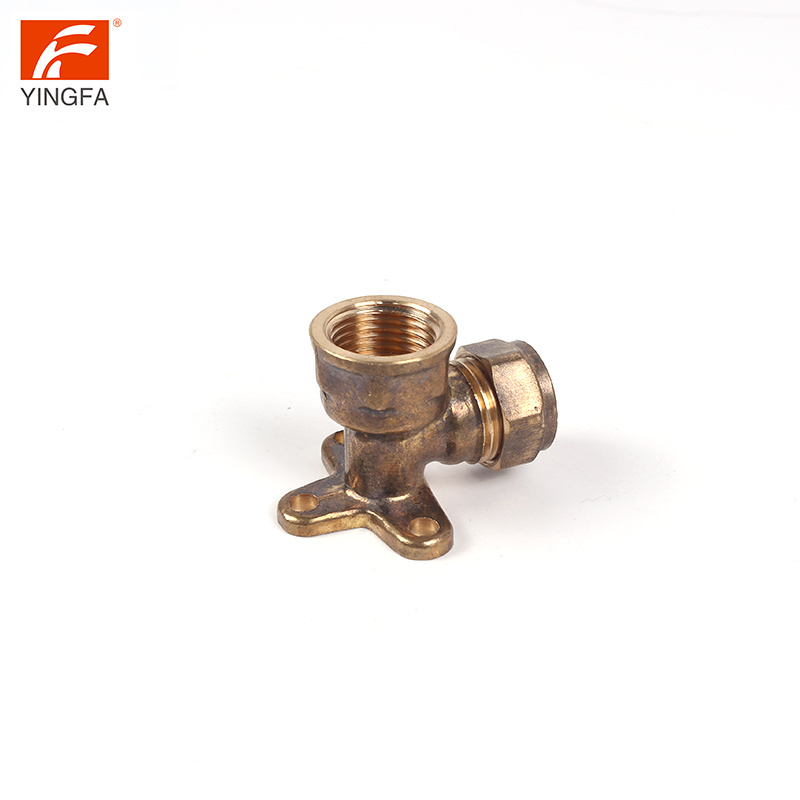 6023 Brass Wall Plate Female Thread Compression Elbow for PEX-AL-PEX Pipe