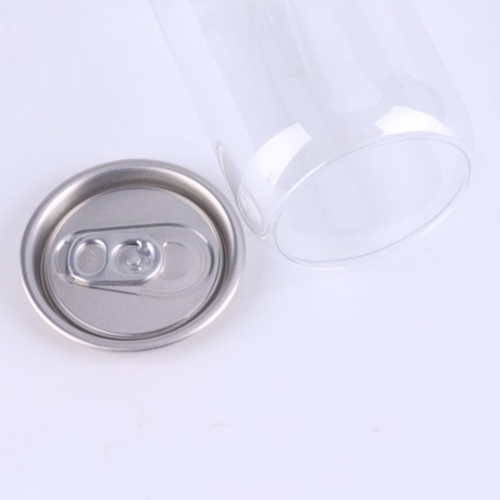 380ml Clear PET Plastic soda can with easy open lid can beverage packaging