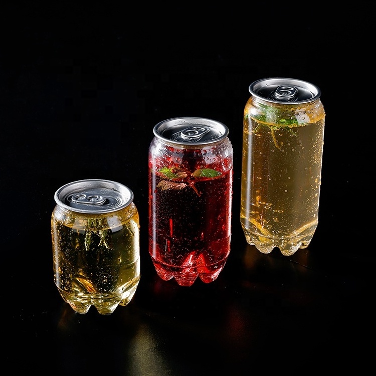 250ml 380ml 420ml  Empty Plastic PET Soda Can transparent Bottles easy open pet can