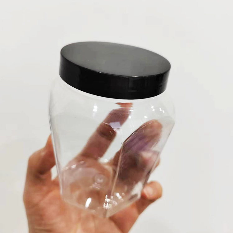 450ml Wholesale Price Plastic Storage Jars Hexagonal Shape Container with Lids for Candy Storage 16 oz