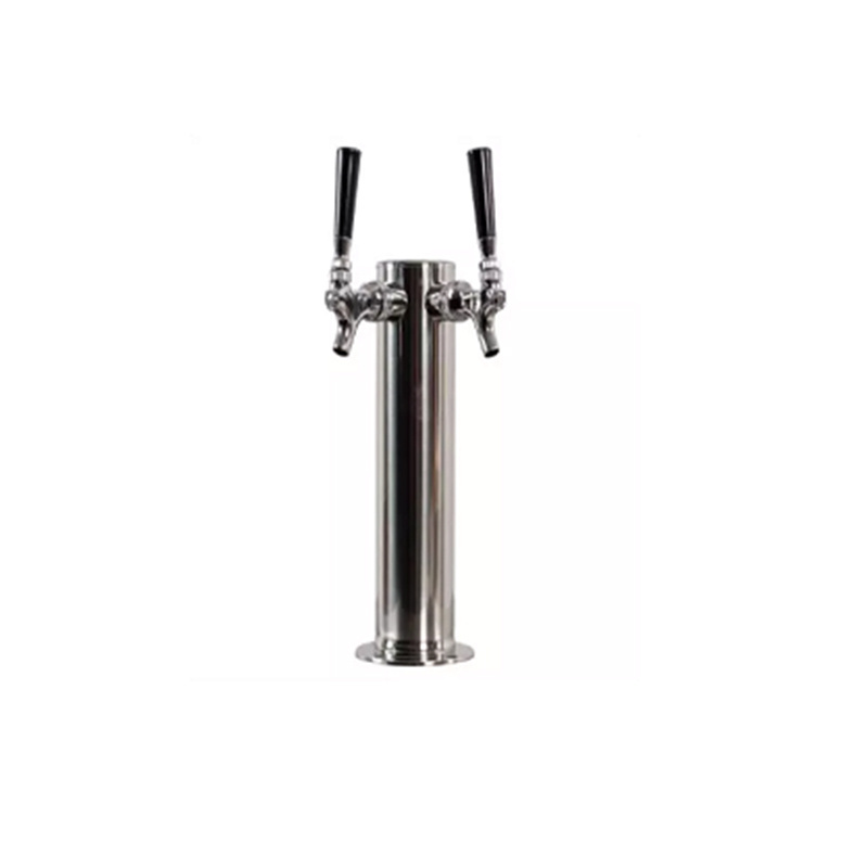 Double Taps Stainless Steel Beer Tower 3 inch Draft Beer Tower with Two Beer Faucet & wrench for Home Brewing