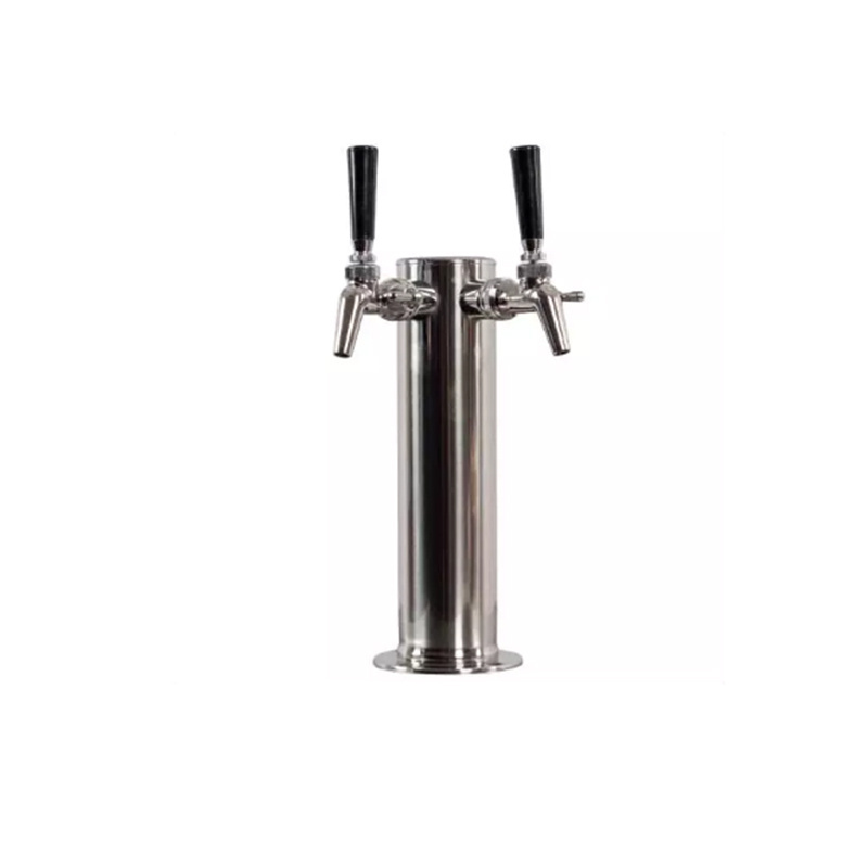 Double Taps Stainless Steel Beer Tower 3 inch Draft Beer Tower with Two Beer Faucet & wrench for Home Brewing