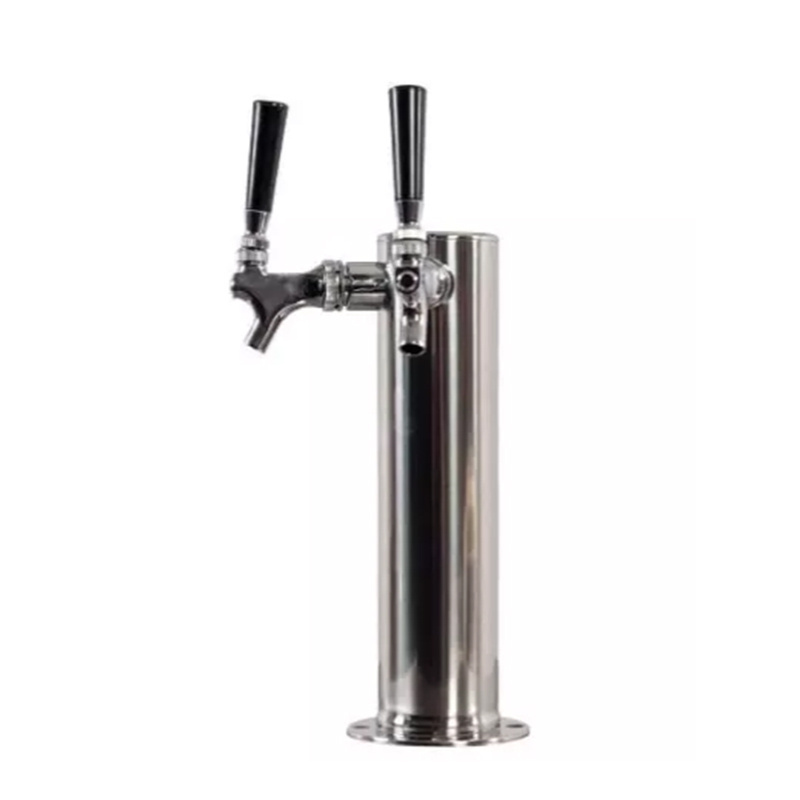 Double Taps Stainless Steel Beer Tower 3 inch Draft Beer Tower with Two Beer Faucet & wrench for Home Brewing