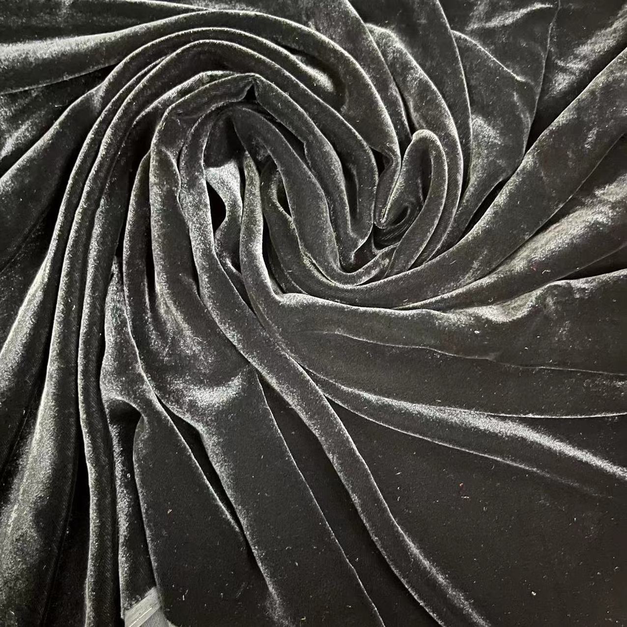 Black silk viscose velvet fabric for Cheongsam Scarf  dresses with 100 pure silk base