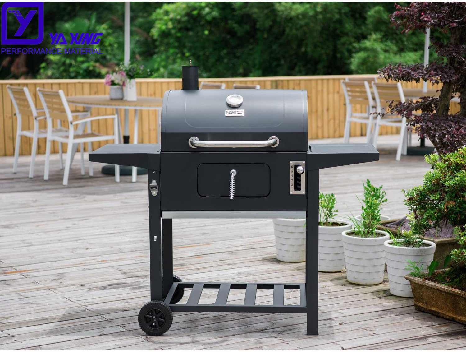 outdoor kitchen Stainless steel industrial grill Square trolly charcoal grill