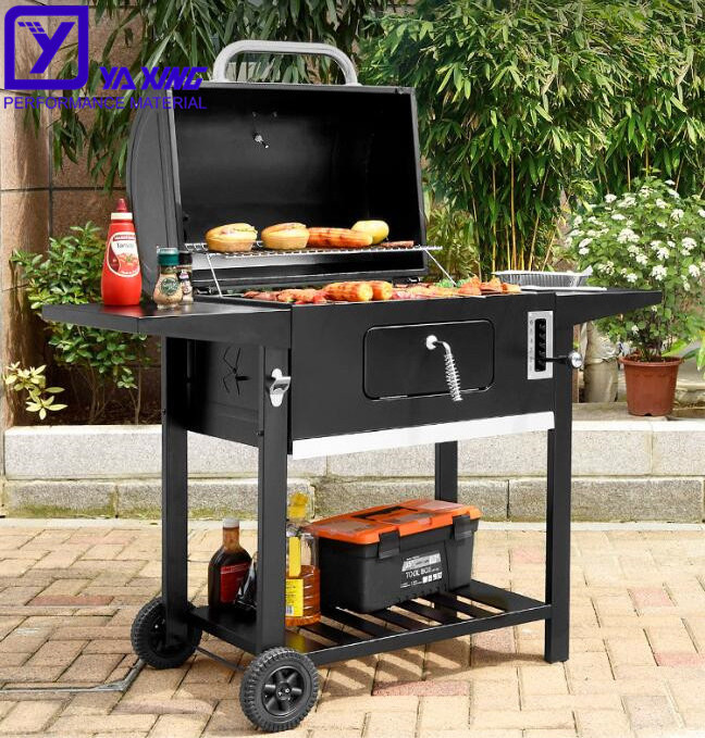 outdoor kitchen Stainless steel industrial grill Square trolly charcoal grill