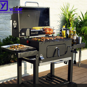 bbq table grill bbq outdoor kitchen Stainless steel industrial grill Square trolly charcoal grill