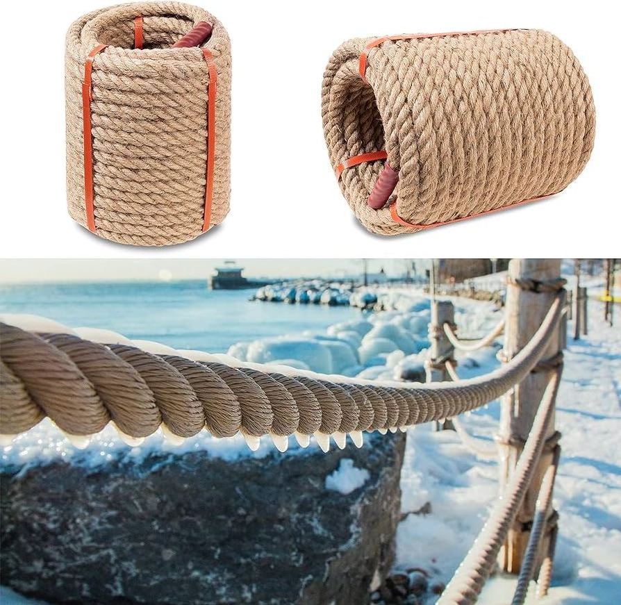 Twisted Hemp Rope for Crafts Gardening Bundling Climbing Hammock Nautical Tug of War Railings Home Decorating