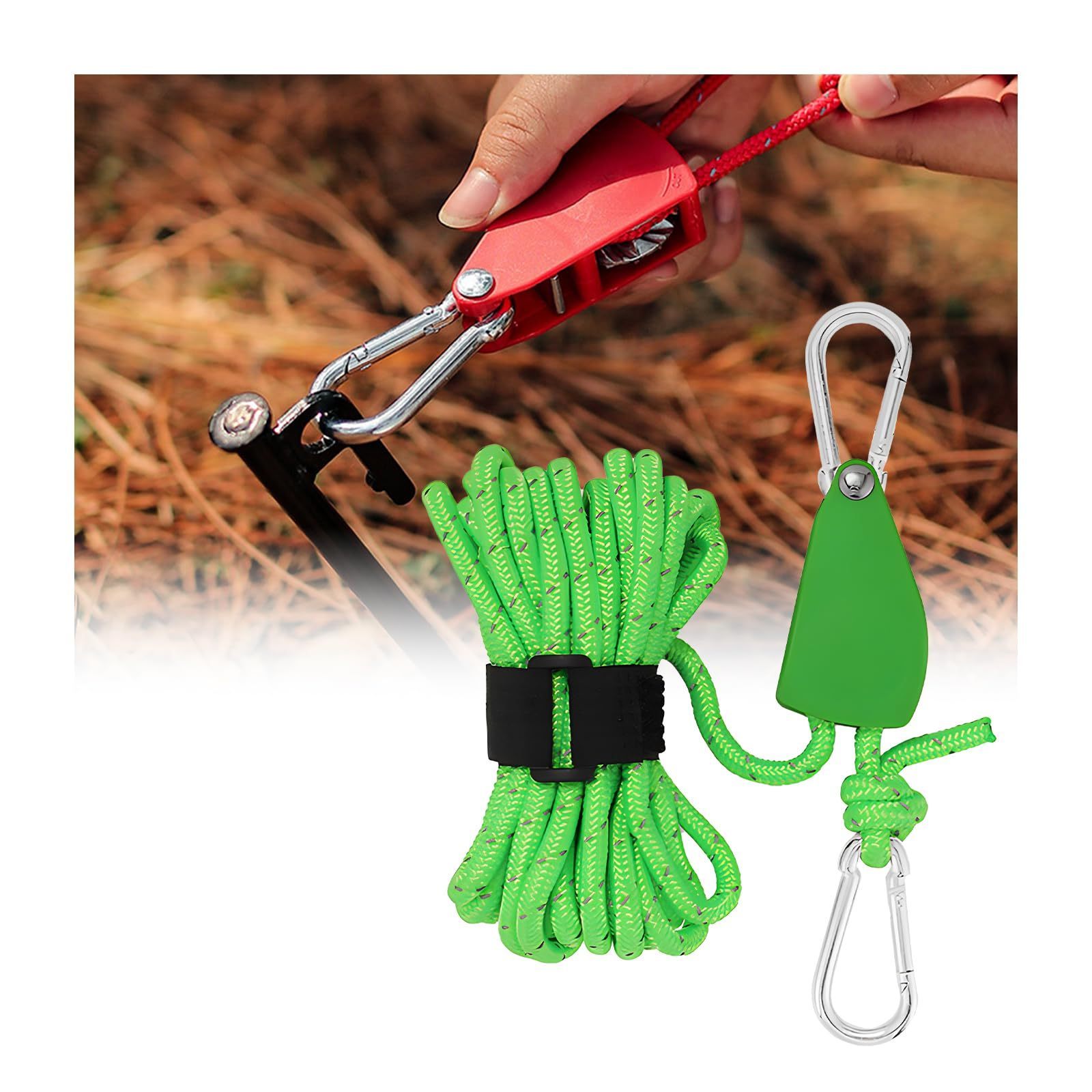 Camping Ratchet Pulley Tent Guide Rope Adjustable Guy Line Tensioner Tie Down Camping Rope Cord Tent Guide Rope