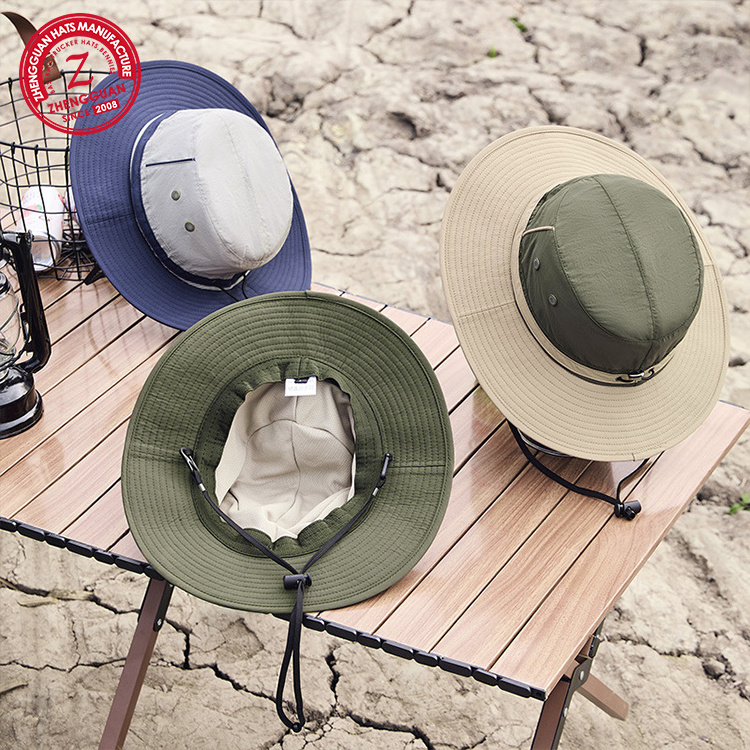 Fashion Bucket Hats Quick Dry Breathable Wide Brim Bucket Hat Fishermen Waterproof Bucket Hat With String