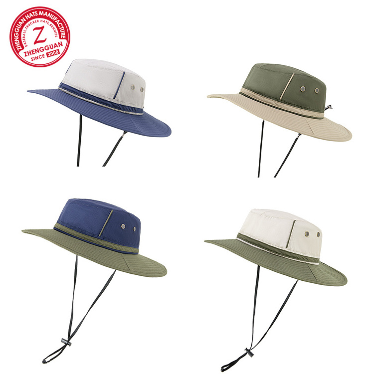 Spring Summer Quick Dry Splicing Color Contrast Fisherman Hat Soft Top Skin Breathable Fishing Bucket Hat Sun Uv Protection