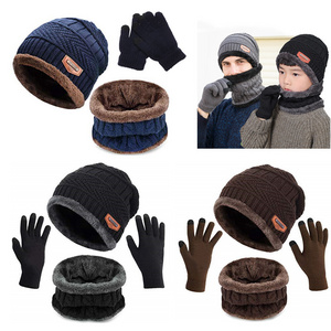 ZG Soft Thicken Wool Ski Hat Men Neck Warm Winter Wool Hat Set Men Beanie Knitted Scarf Set