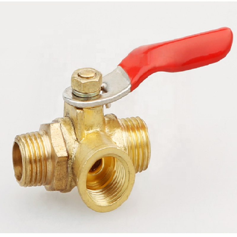 Top Quality 1/2 Inch 3 Way Brass Sanitary Ball Valve With Red Handle