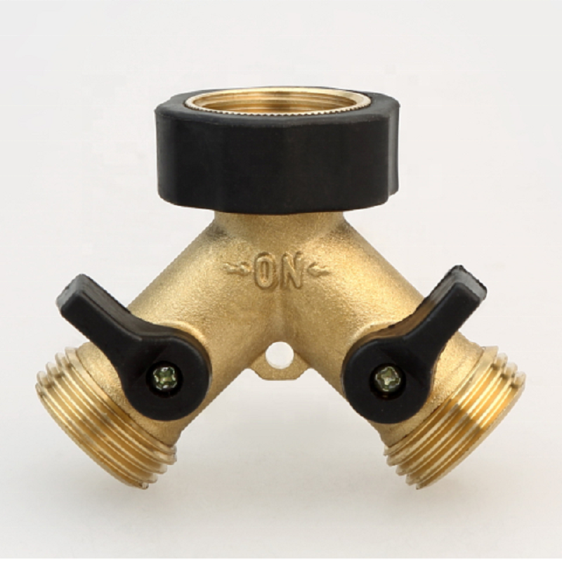 Medium pressure garden brass 4 way water hose connector shut off valve