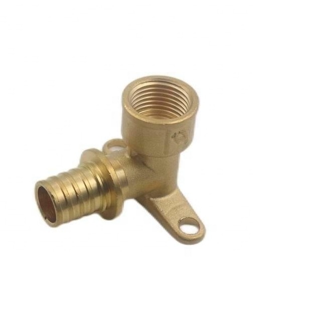 Female hose brass 90 degree elbow pex wall plate elbow