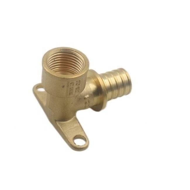 Female hose brass 90 degree elbow pex wall plate elbow