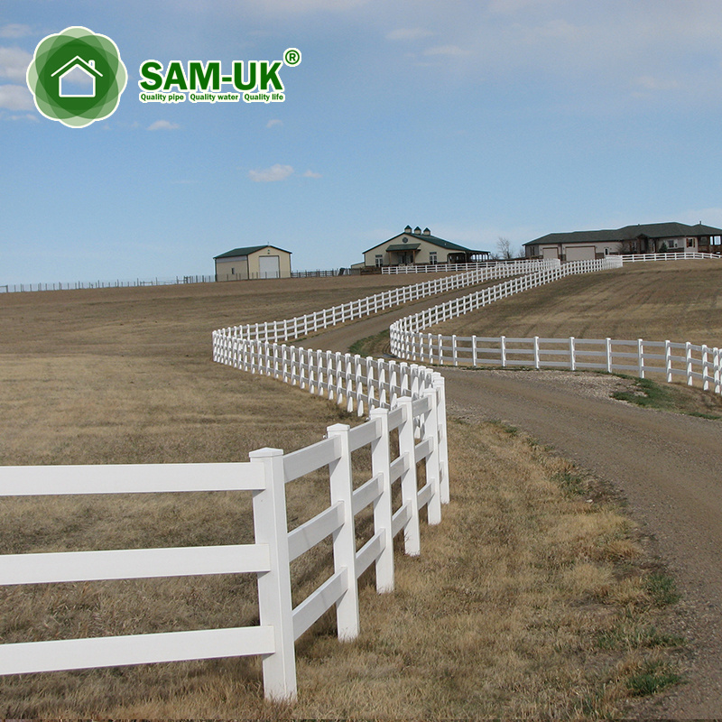 Wholesale Various sizes easy to assemble white Hot Sale Cheap Plastic Ranch Pastoral Farm PVC Fence Horse 3 Rail Fence