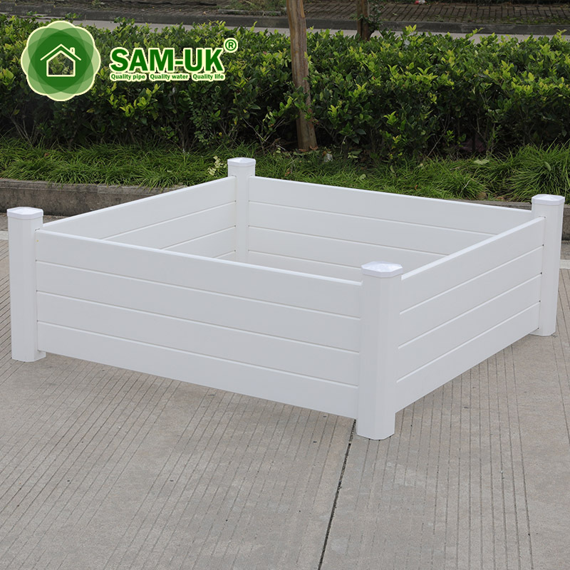 sam-uk Easy to assemble PVC white plastic rectangle square planting vegetables flower raised large raised garden bed planter box